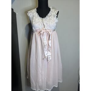 American Maid Nightgown And Robe Set Pink Lace And Chiffon Size 11